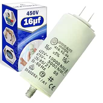 Condensatore di Avviamento 16µf 450V CBB60 con il Codice Originale 90254707 per Candy per Haier per Hoover per Rosieres per Zerowatt - Garanzia di 10 Anni - MONTERAL
