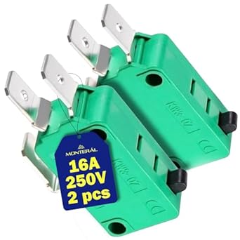 Micro Interruttore - 250V 16A - 3 Faston da 6,3mm - Corpo di Colore Verde - Garanzia di 10 Anni - MONTERAL