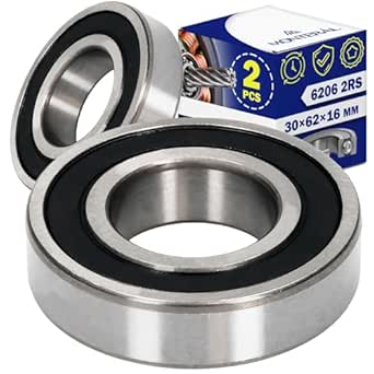 2 Pièces Roulement a Bille 6206 2RS pour le Moteur avec Taille 30 x 62 x 16 mm - MONTERAL