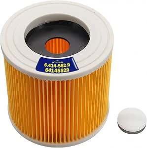 Filtre pour Aspirateur - 6.414-552.0 64145520 pour Kärcher - WD2 WD3 WD2200-3800 A20-22-25-26 SE 4001 SE 4002 - pour le Nettoyage à sec et Humide - Garantie de 10 Ans - MONTERAL