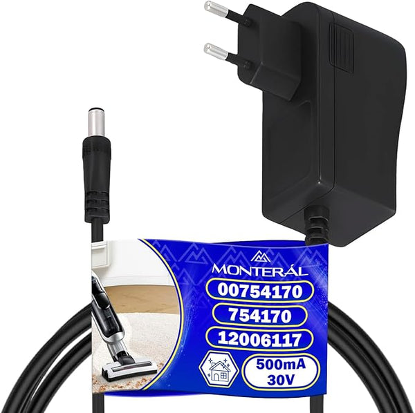 Ladekabel für Akku Staubsauger aus Kunststoff 500mA 30V mit Original Code 00754170 754170 12006117 für Siemens für Bosch - MONTERAL