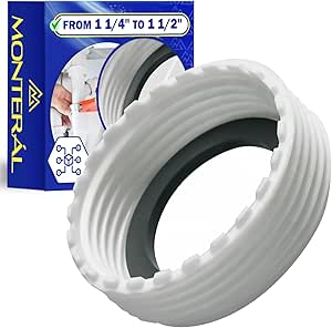 Gewinde Adapter für Ventil von 1 1/4" auf 1 1/2" für Spüle us Weißem Kunststoff - MONTERAL