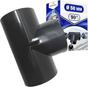 Pipe Tee Fitting PVC Ø 50 mm with Angle of 90° Adhesive Bonding of Three PVC Pipe - MONTERAL