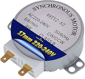 Sincrono Motore per Microonde Albero 17 mm 220-240V 4W 50/60Hz 5Rpm CW/CCW Motorino per Microonde Adatto a Molti Modelli Garanzia di 10 Anni - Monteral