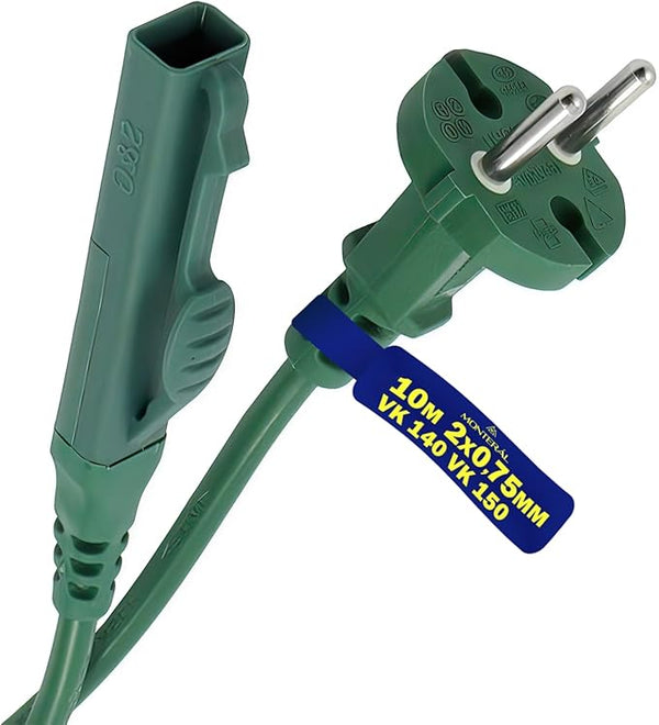 Stromkabel 10m für Vorwerk Kobold Staubsauger VK140 VK150 Staubsauger Kabel - Garantie 10 Jahre - MONTERAL