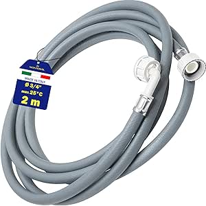 Dishwasher and Washing Machine Hose 2 m for Water Inlet for Temperatures up to 25°C Pressure from 20 to 60 Bar Connection is Straight and Angled Ø 3/4" - MADE IN ITALY - MONTERAL