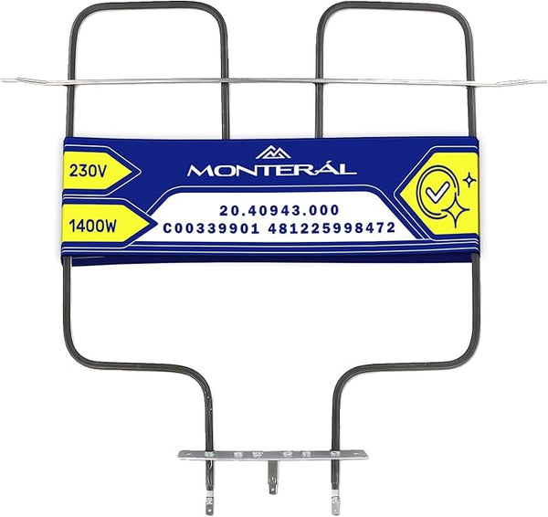 Heizelement für Backöfen 1400W 230V mit dem Originalcode C00339901 für Indesit 481225998472 488000525918 für Whirlpool 20.40943.000 für EGO - Garantie 10 Jahre - MONTERAL
