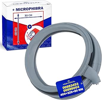 Washing Machine Door Seal 400 x 325 x 80 mm with the Original Code 00683453 683453 00686004 686004 for Bosch for Siemens for Balay - Complete with Microfibre Cloth - MONTERAL