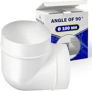 Elbow Bend for Round Pipe from White Plastic Ø 100mm with Angle of 90° and Operating Temperature up to 60°C - Warranty 10 Years - MONTERAL
