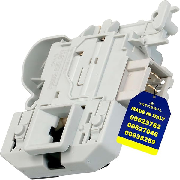 Door Lock of the Washing Machine 16(6)A 250V with Contacts 3 x 6,3 mm AMP with the Original Code 00623782 00627046 00638259 for Bosch for Siemens - MADE IN ITALY - Warranty 10 Years – MONTERAL