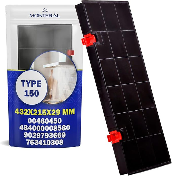 Kohlefilter für Dunstabzugshauben Typ 150 432x215x29 mm mit dem Originalcode 460450 00460450 für Bosch 484000008580 für Philips für Whirlpool 9029793669 für AEG für Electrolux - MONTERAL