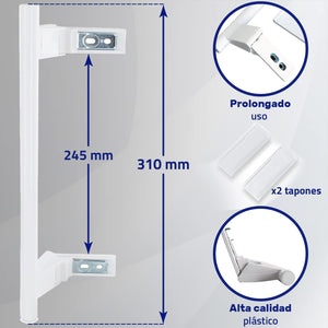 
                  
                    Cargar imagen en el visor de la galería, Asa Puerta Frigorifico Blanco 743067000 7430670 para Liebherr Recambios Tirador Nevera y Congelador el Kit Incluye 2 Tapones
                  
                