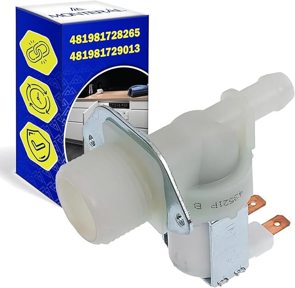 Inlet Valve for Washing Machine with 1 Outlet at an Angle of 180° Has the Original Code 481981728265 481981729013 for Whirlpool 90422130 for Candy - MADE IN EU - Warranty 10 Years – MONTERAL