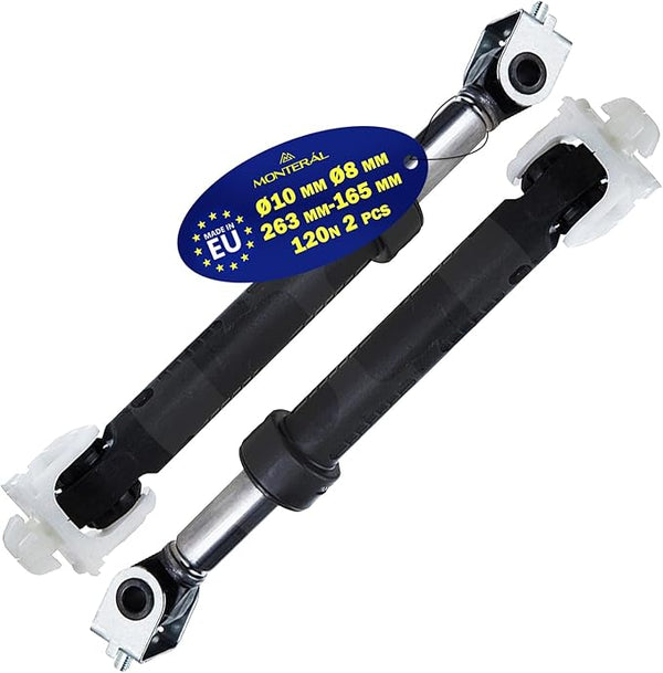 2 Pieces Shock Absorber for Washing Machine 120N Ø10mm Ø8mm with the Original Code 461971408981 461975277441 481252918062 481252918063 C00313195 C00317130 for Whirlpool - MADE IN EUROPE - MONTERAL