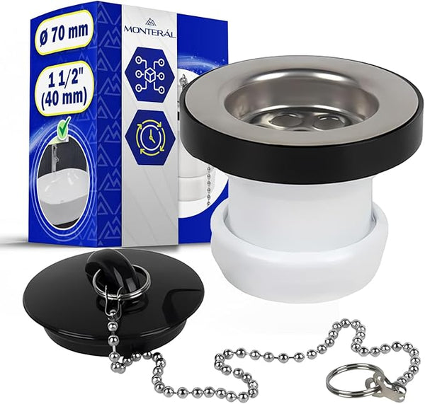 Drain Valve for Sink or Bidet Ø 70 mm and Thread 1 1/2" 40 mm - Warranty 10 Years – MONTERAL