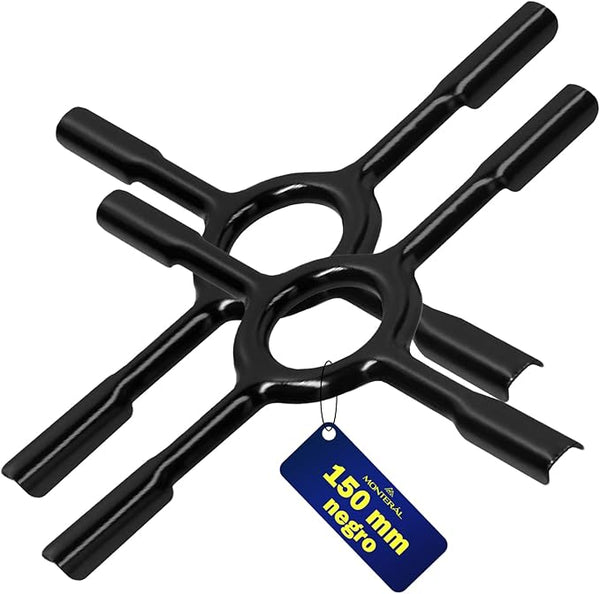 2 Pezzi Universal Riduttore Fornello Gas 150 mm di Colore Nero - Ricambi Fornelli a Gas - Garanzia di 10 Anni - MONTERAL