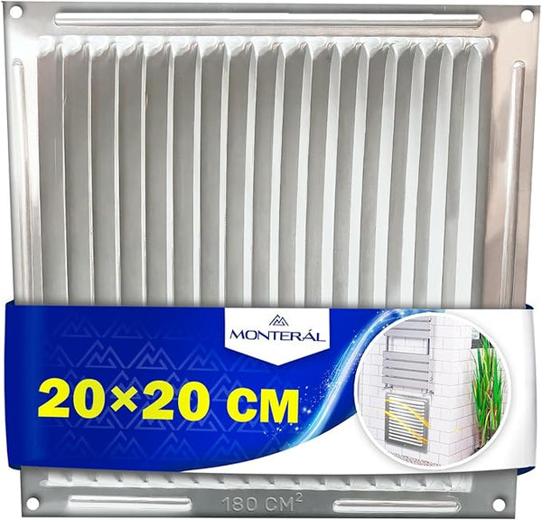 Lüftungsgitter 200 x 200 mm Besteht aus Aluminiumblech - Garantie 10 Jahre - MONTERAL