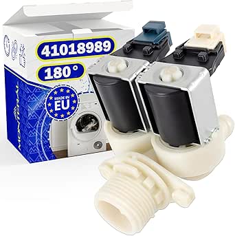 Inlet Valve for Washing Machine with 2 Outlets at an Angle of 180° has the Original Code 41018989 for Candy for Haier for Hoover for Rosieres for Zerowatt - Made in EU - Warranty 10 Years - MONTERAL