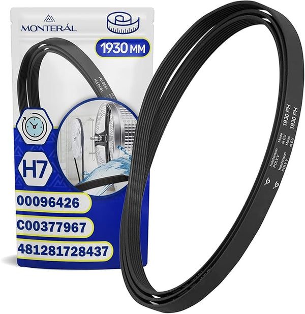 Correa para Secadora 1930 mm H7 con Código Original 8996470700601 para AEG 00096426 para Bosch 514240 para Blomberg C00377967 para Indesit 481281728437 para Whirlpool - Garantía de 10 Años - MONTERAL