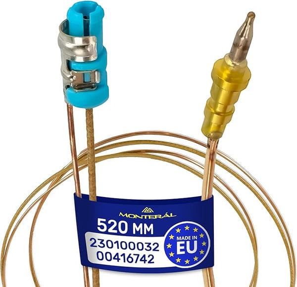 Termopar Cocina Gas 520 mm con Código Original 230100032 para Beko 00416742 416742 para Bosch para Siemens - MADE IN EU - Garantía de 10 Años - MONTERAL
