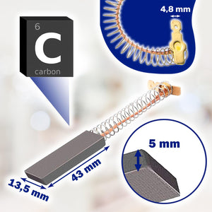 
                  
                    Cargar imagen en el visor de la galería, 2 Piezas Escobillas Carbon para Motor Lavadora 5 х 13,5 х 42/43 mm Adecuado para Bosch 00616505 00631706
                  
                