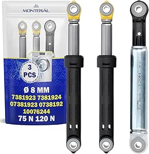 3 Piezas Amortiguadores Lavadora 75N y 120N Ø8 mm con Código Original 7381923 7381924 07381923 0738192 10076244 para Miele - Garantía de 10 Años - MONTERAL