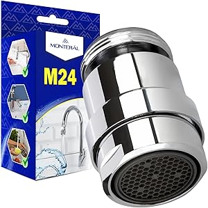 Kitchen Tap Spray Head for Water Economy Threaded M24 in Chromium Plated Brass - Warranty 10 Years - MONTERAL