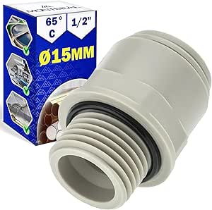 Connecting Sleeve Suitable for Polycarbonate or Copper Tubing with Male Thread 1/2" and Diameter 15 mm Maximum Temperature 65°C - Warranty 10 Years – MONTERAL