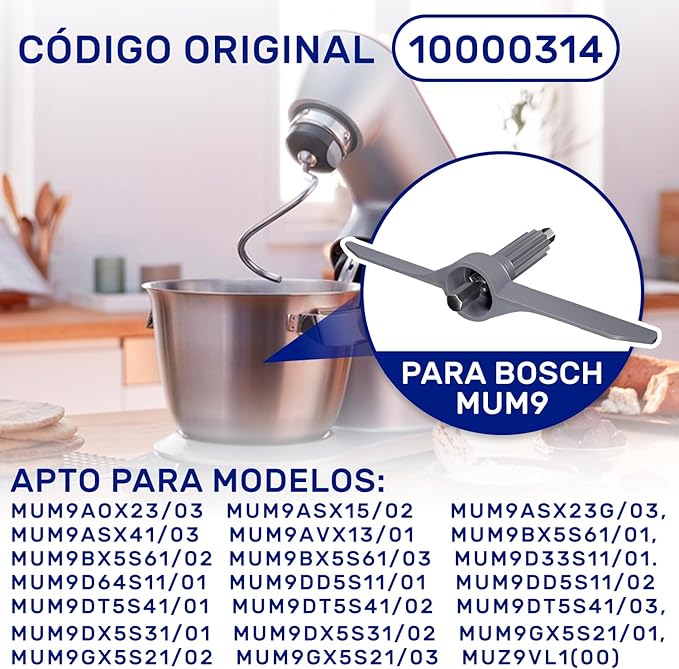 Portacuchillas Bosch - Compatible Con Robots De Cocina MUM, Fácil De Instalar, ¡Garantía De 10 Años!