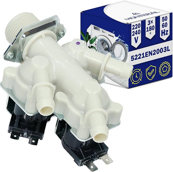 Inlet Valve for Washing Machine with 3 Outlets at an Angle of 180° has the Original Code 5221EN2003L for LG - Warranty 10 Years – MONTERAL