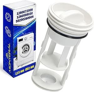 Pump Washing Machine Filter with O Ring with the Original Code 1260672009 1260598030 50290260004 for Electrolux for Zanussi - Warranty 10 Years - MONTERAL