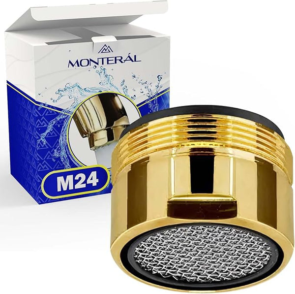 Tap Aerator for Water Economy Threaded M24 Made of Gold Plated Brass - Warranty 10 Years - MONTERAL
