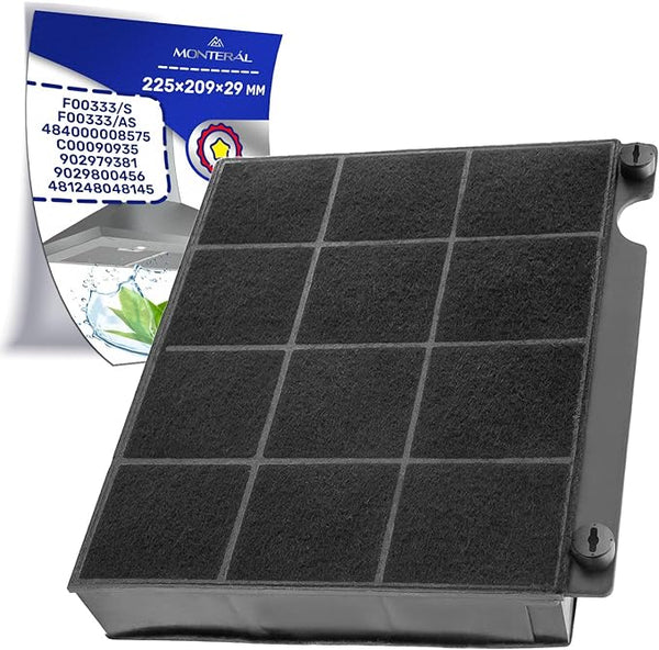 Filtro Carbone Attivo Tipo 15 per Cappa Aspirante Cucina 225 x 209 x 29 mm F00333/S per Elica 484000008575 per Whirlpool C00090935 per Ariston 9029800456 per Electrolux Garanzia di 10 Anni - MONTERAL