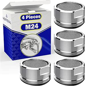 4 Pièces Aerateur Robinet Economie D'eau M24 en Laiton Chromé Consommation de 5,7 l/min 3 Bar - Garantie de 10 Ans - MONTERAL