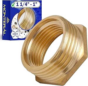 Racor Reduccion de Latón con Rosca Exterior e Interior 1 1/4"- 1" - Garantía de 10 Años - MONTERAL