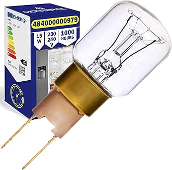 Bombilla Nevera 15W 230/240V con la Placa Base X7E T-Click con C?digo Original 484000000979 para Whirlpool Frigorifico