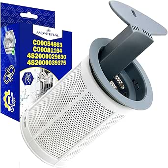 Sieb Filter für Geschirrspüler mit dem Originalcode C00054863 C00081164 für Indesit 482000029630 482000039375 für Whirlpool - Garantie 10 Jahre - MONTERAL