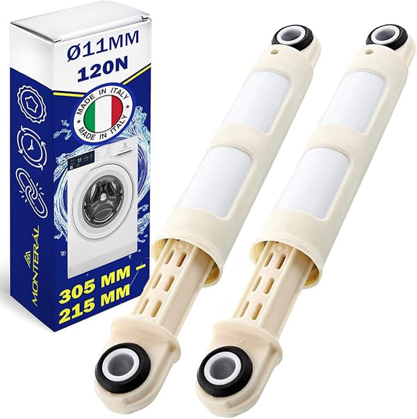 2 Pieces Shock Absorber for Washing Machine 120N Ø11mm Length 305 mm – 215 mm with the Original Code 49043541 41017168 for Candy for Hoover - MADE IN ITALY - Warranty 10 Years - MONTERAL