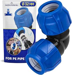 Elbow Adapter Ø 32 mm with 90° Angle Made of Polypropylene PP for Connecting Polyethylene PE Pipes - MONTERAL