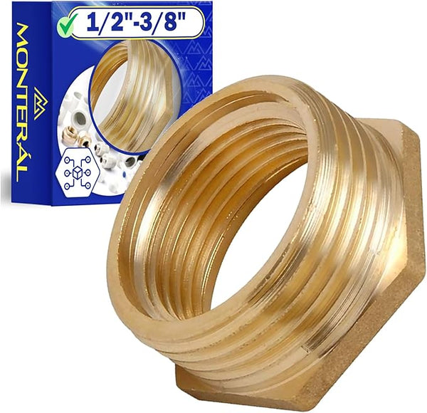 Reductor de Latón con Rosca Exterior e Interior 1/2"-3/8" - Garantía de 10 Años - MONTERAL