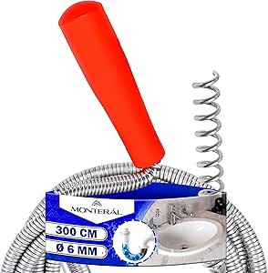 Drain Snake Unblocker 300 cm Ø 6 mm for Mechanical Cleaning of Pipe Made of Galvanised Steel - Warranty 10 Years - MONTERAL