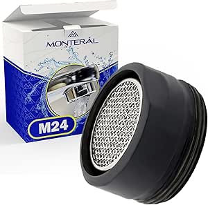 Tap Aerator for Water Economy Threaded M24 Made of Brass Painted in Black - Warranty 10 Years - MONTERAL