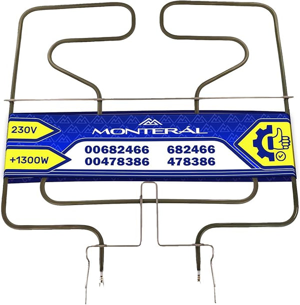 Resistenza Forno 1300W 230V con Codice Originale 00682466 682466 00478386 478386 per Bosch per Siemens per Balay per Constructa - Garanzia di 10 Anni - MONTERAL