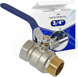 Messing Kugelhahn mit Außengewinde und Innengewinde 3/4" mit PTFE Dichtung - Garantie 10 Jahre - MONTERAL