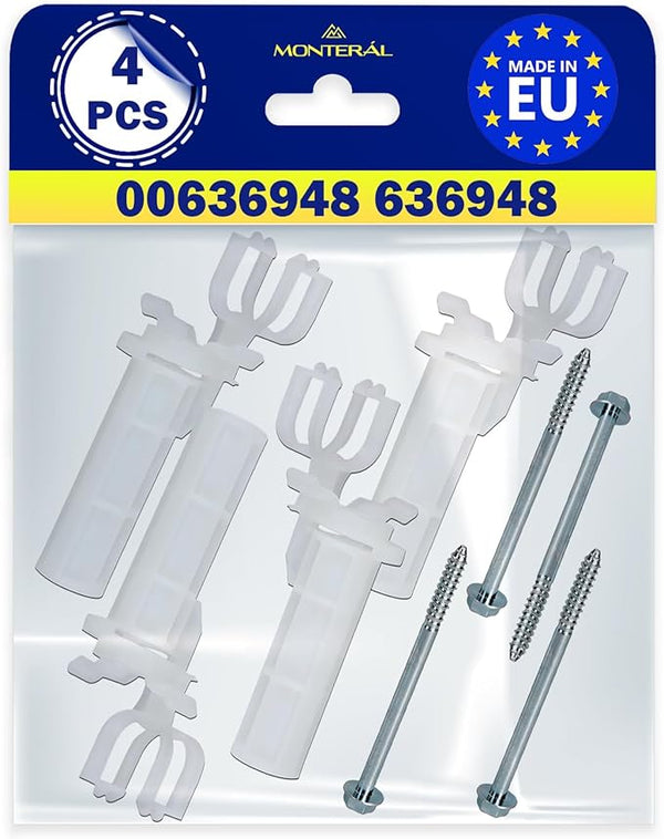 4 Pièces Serrure de Transport pour Lave Linge avec Code Original 00636948 636948 pour Bosch Machine a Laver pour Siemens - MADE IN EU - MONTERAL