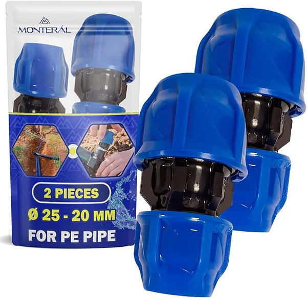 2 Pieces Reductor Sleeve Ø 25 mm x 20 mm Adapter Made of Polypropylene PP for Connecting Polyethylene PE Pipes - MONTERAL