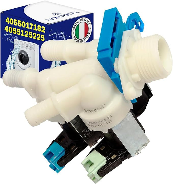 Inlet Valve for Washing Machine with 3 Outlets at an Angle of 180° has the Original Code 4055017182 for AEG for Electrolux for Zanussi - MADE IN ITALY - Warranty 10 Years – MONTERAL