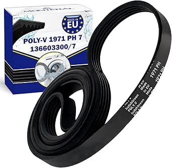 Correa Secadora Poly-V 1971 PH 7 con Código Original 136603300/7 1366033007 para Electrolux para AEG 00416582 416582 para Bosch para Siemens - MADE IN EU - Garantía de 10 Años - MONTERAL