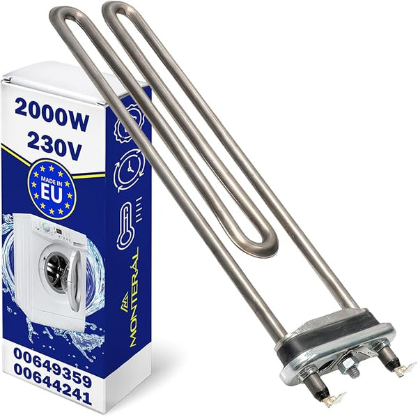 Résistance Lave Linge 2000W 230V avec Code Original 00649359 649359 00644241 644241 pour Bosch Machine a Laver pour Siemens - MADE IN EU - Garantie de 10 Ans - MONTERAL