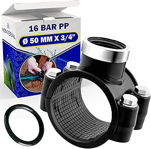 Collar with Threaded Shunt Ø 50 mm x 3/4" Made from PP for Polyethylene Pipes Maximum Pressure 16 Bar – MONTERAL